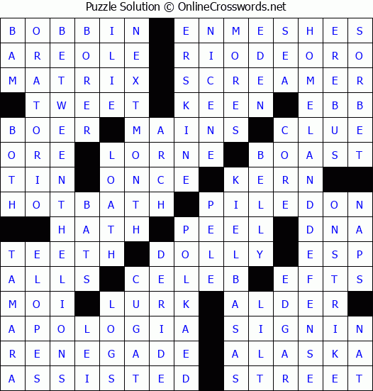 Solution for Crossword Puzzle #3778