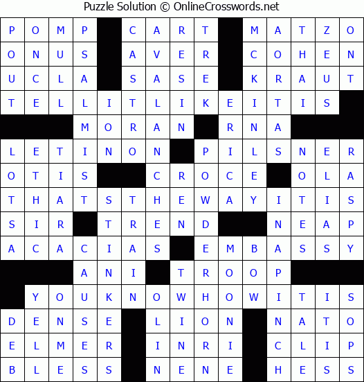 Solution for Crossword Puzzle #3779