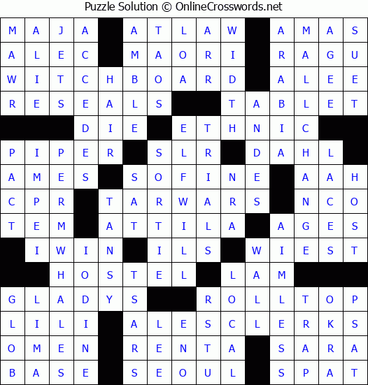 Solution for Crossword Puzzle #3782