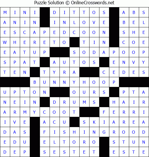 Solution for Crossword Puzzle #3783