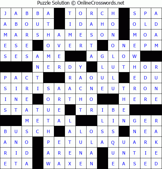 Solution for Crossword Puzzle #3785