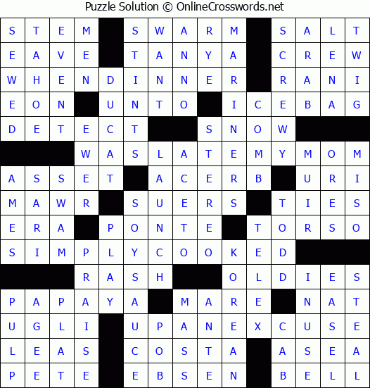 Solution for Crossword Puzzle #3786