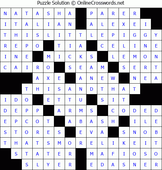 Solution for Crossword Puzzle #3789