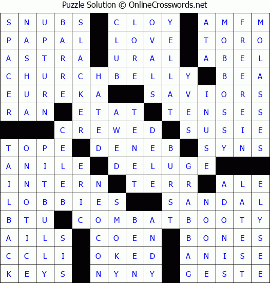 Solution for Crossword Puzzle #3792