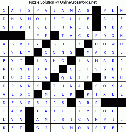 Solution for Crossword Puzzle #3796