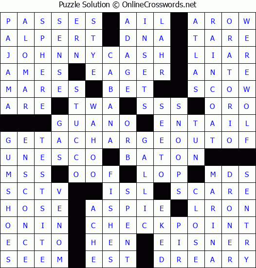 Solution for Crossword Puzzle #3798