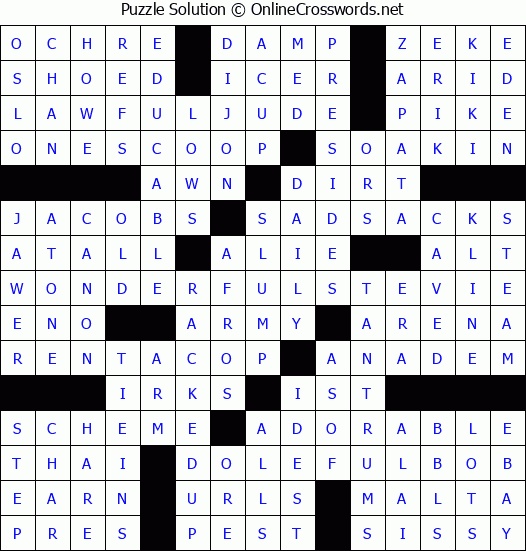 Solution for Crossword Puzzle #3800