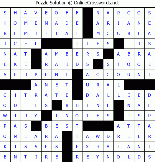 Solution for Crossword Puzzle #3802