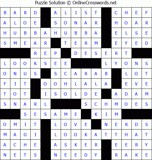 Solution for Crossword Puzzle #3804