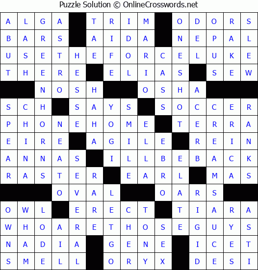 Solution for Crossword Puzzle #3819