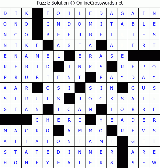 Solution for Crossword Puzzle #3820