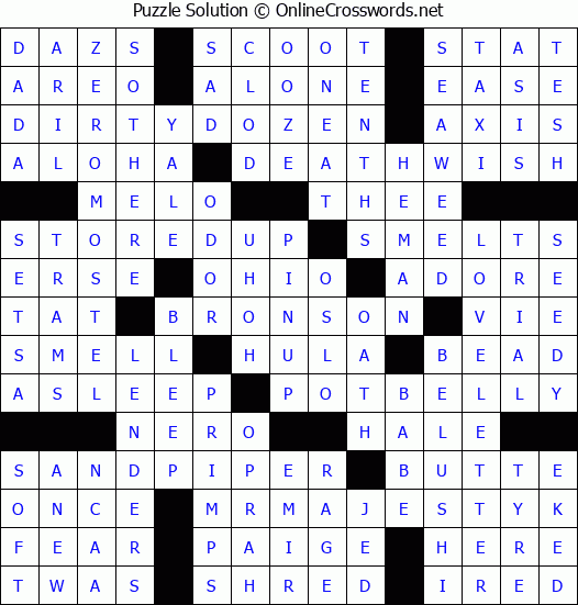 Solution for Crossword Puzzle #3821