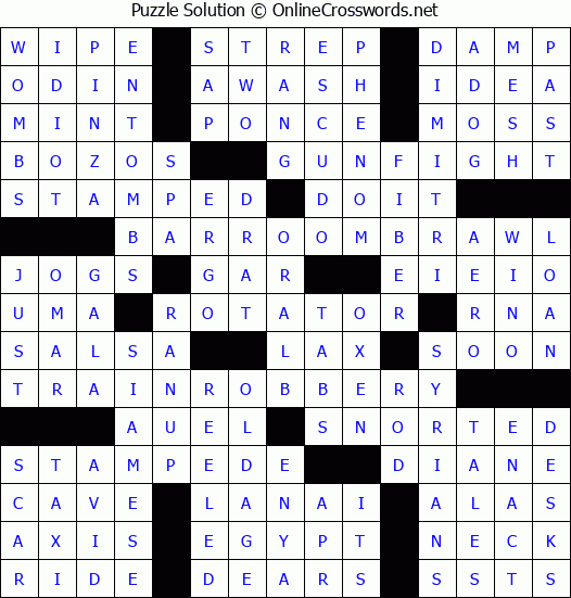 Solution for Crossword Puzzle #3825