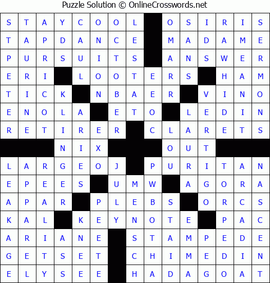 Solution for Crossword Puzzle #3826