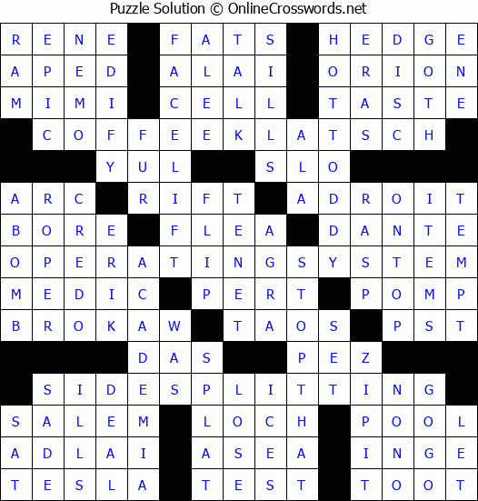Solution for Crossword Puzzle #3827
