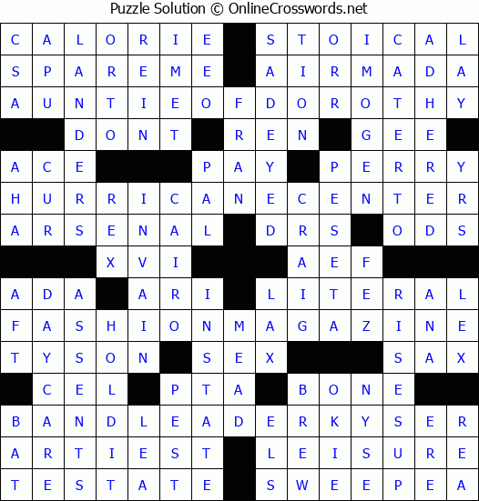 Solution for Crossword Puzzle #3828