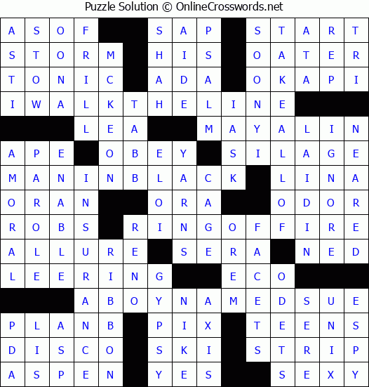 Solution for Crossword Puzzle #3829