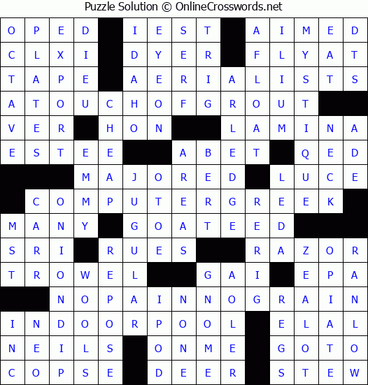 Solution for Crossword Puzzle #3832