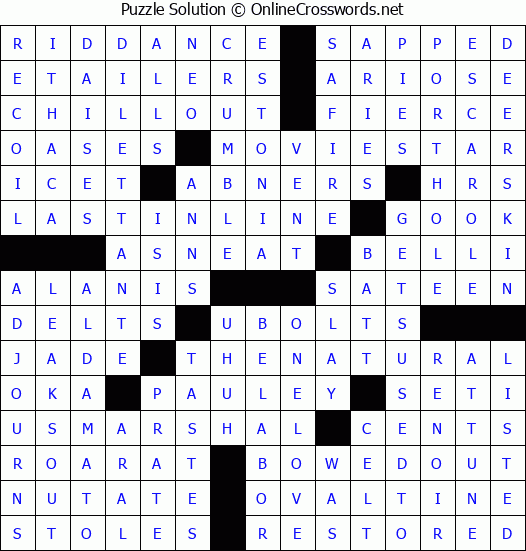 Solution for Crossword Puzzle #3833