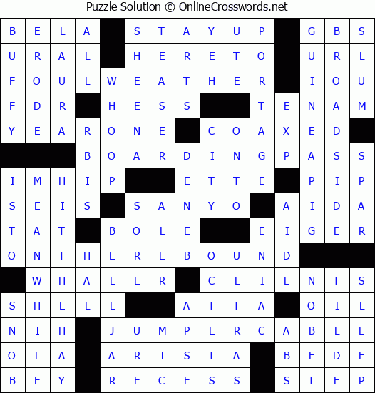 Solution for Crossword Puzzle #3835