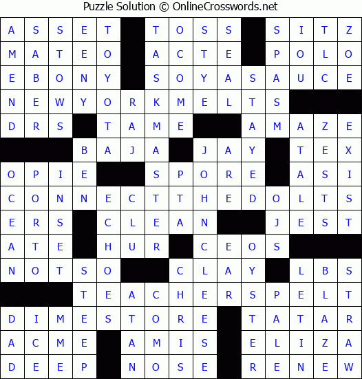 Solution for Crossword Puzzle #3836