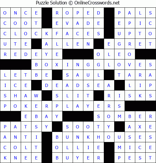 Solution for Crossword Puzzle #3837