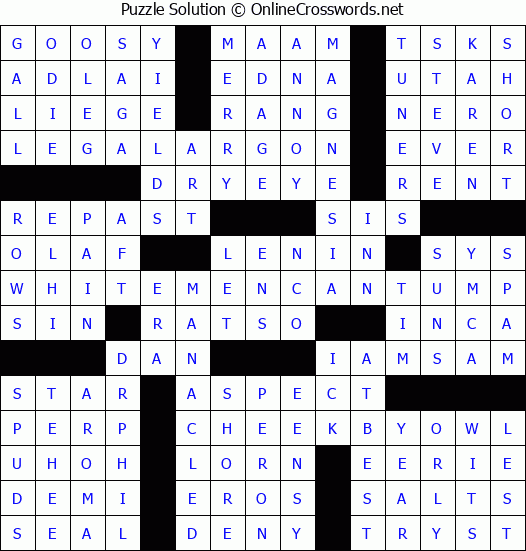 Solution for Crossword Puzzle #3838