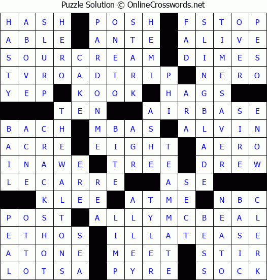 Solution for Crossword Puzzle #3839
