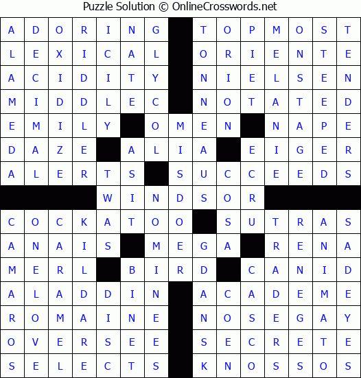 Solution for Crossword Puzzle #3840