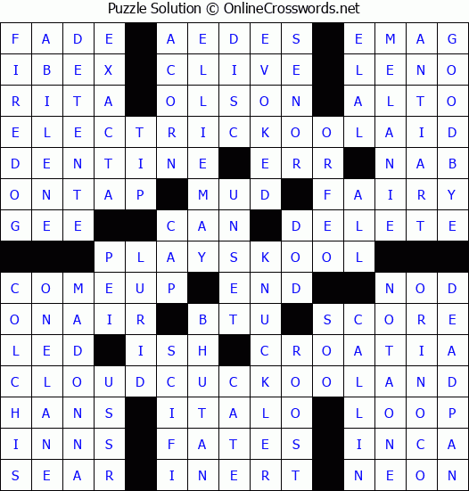 Solution for Crossword Puzzle #3841