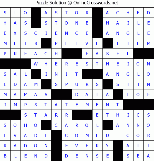 Solution for Crossword Puzzle #3843