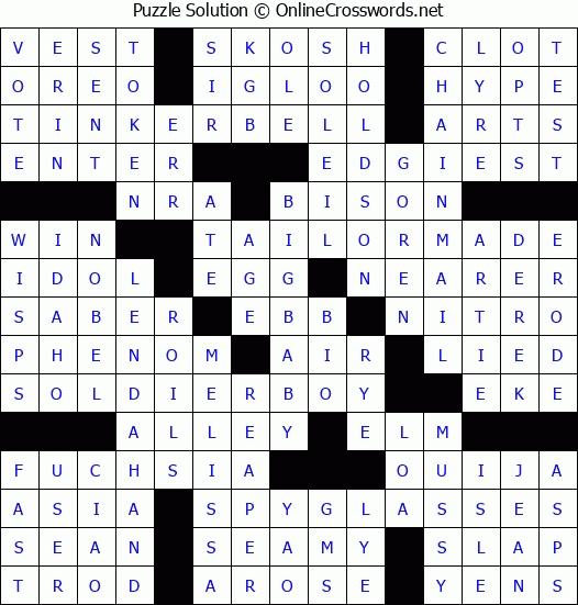 Solution for Crossword Puzzle #3845