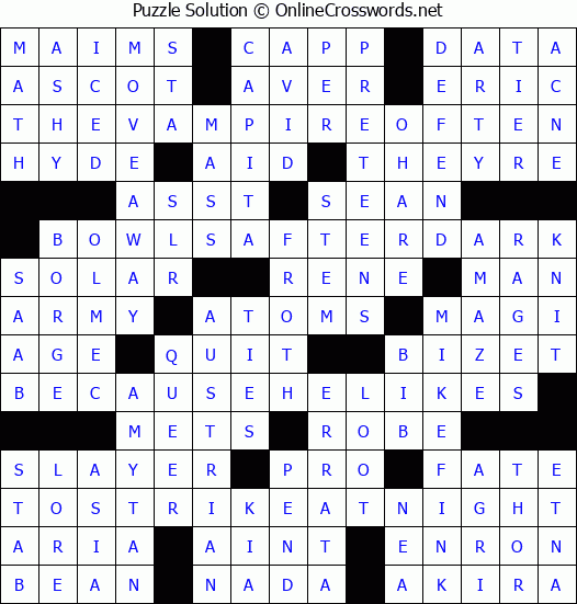 Solution for Crossword Puzzle #3849