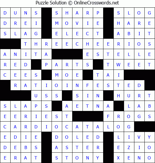 Solution for Crossword Puzzle #3850