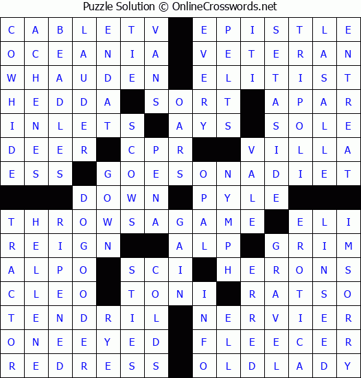 Solution for Crossword Puzzle #3852
