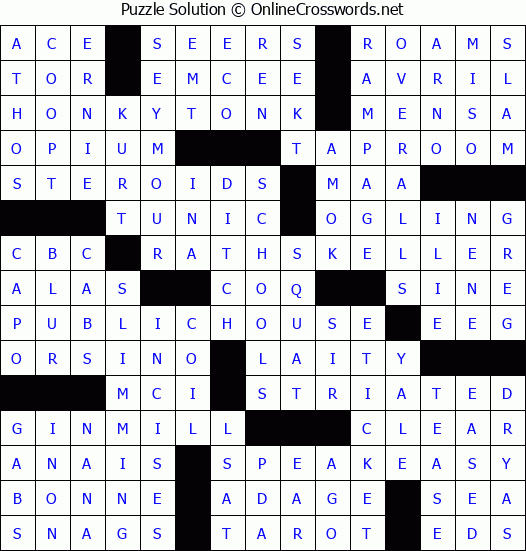 Solution for Crossword Puzzle #3856