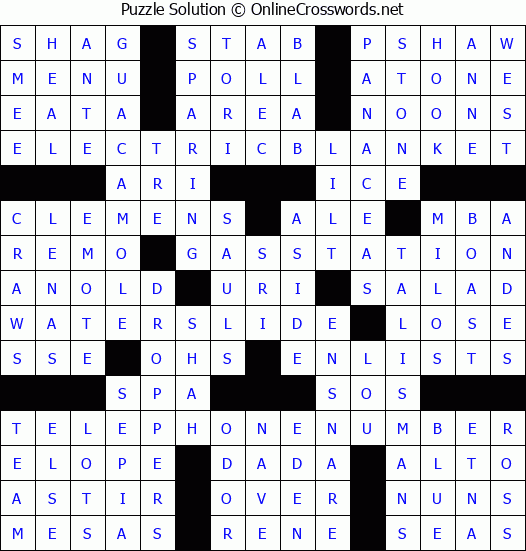 Solution for Crossword Puzzle #3857