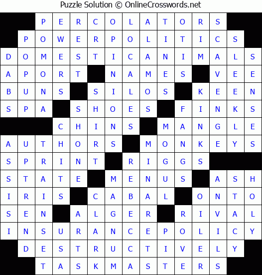 Solution for Crossword Puzzle #3858