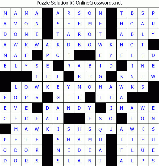 Solution for Crossword Puzzle #3859