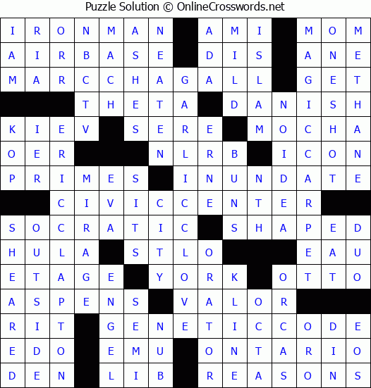 Solution for Crossword Puzzle #3861