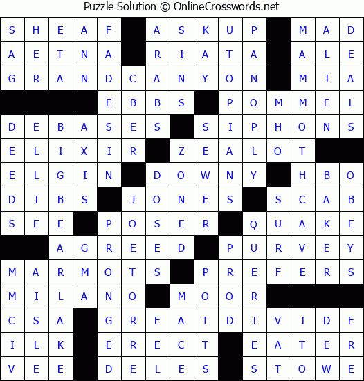 Solution for Crossword Puzzle #3862