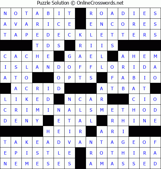 Solution for Crossword Puzzle #3865
