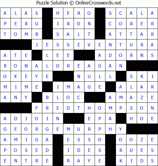 Solution for Crossword Puzzle #3866
