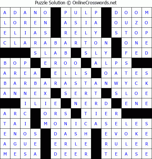 Solution for Crossword Puzzle #3869