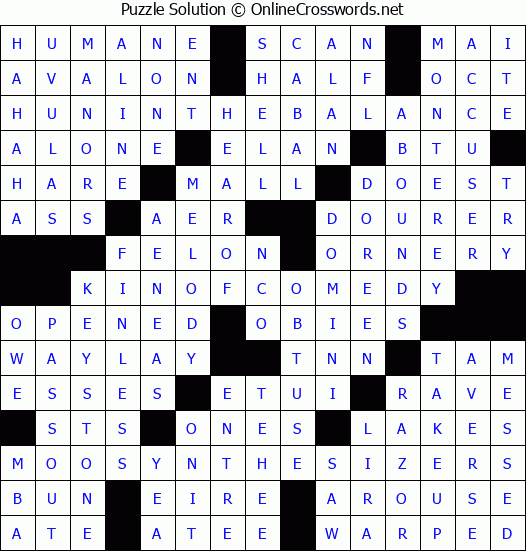 Solution for Crossword Puzzle #3872