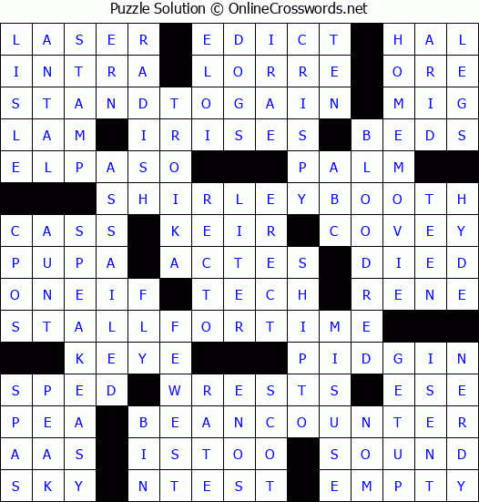 Solution for Crossword Puzzle #3878