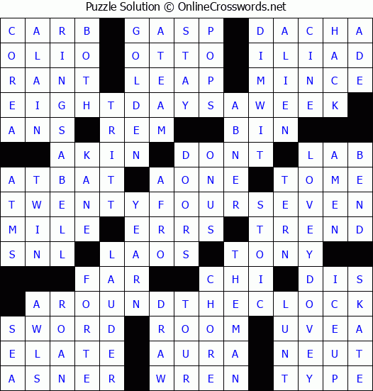 Solution for Crossword Puzzle #3879