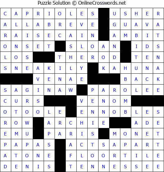 Solution for Crossword Puzzle #3882