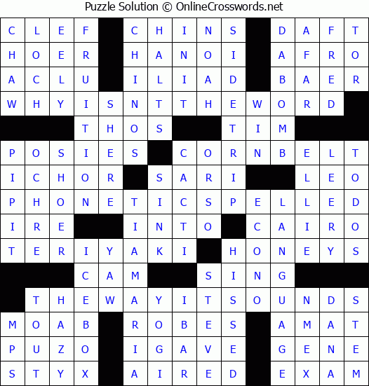 Solution for Crossword Puzzle #3883