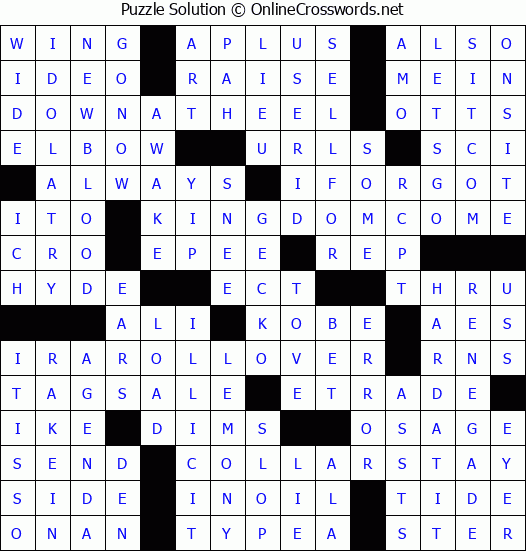 Solution for Crossword Puzzle #3884